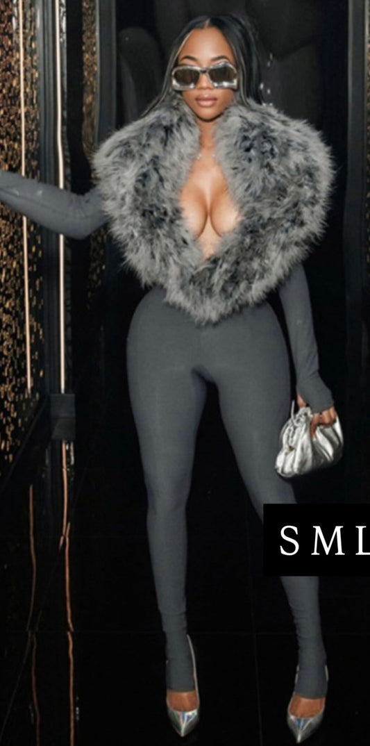 FUR JUMPSUIT
